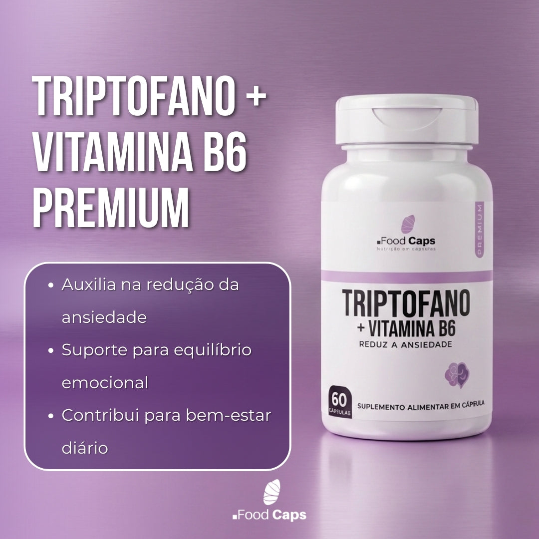 Suplemento de triptofano com vitamina b6 premium em cápsulas - Foodcaps premium