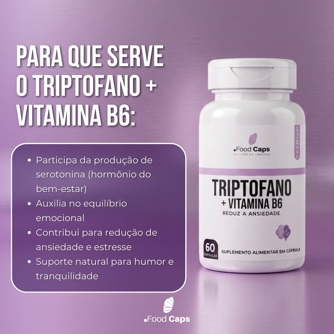 Suplemento de triptofano com vitamina b6 premium em cápsulas - Foodcaps premium