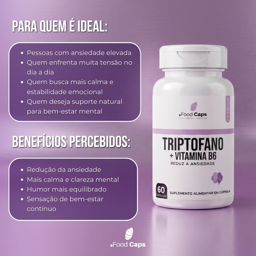 Suplemento de triptofano com vitamina b6 premium em cápsulas - Foodcaps premium