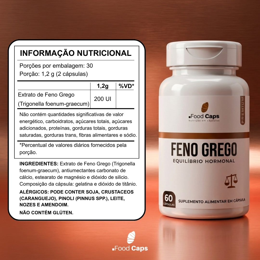 Suplemento de feno grego premium em cápsulas - Foodcaps premium