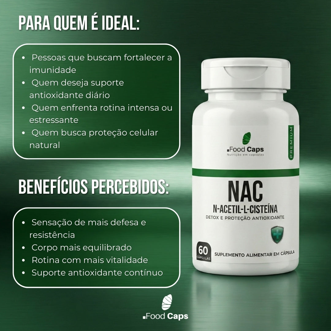Suplemento de nac premium em cápsulas - Foodcaps premium