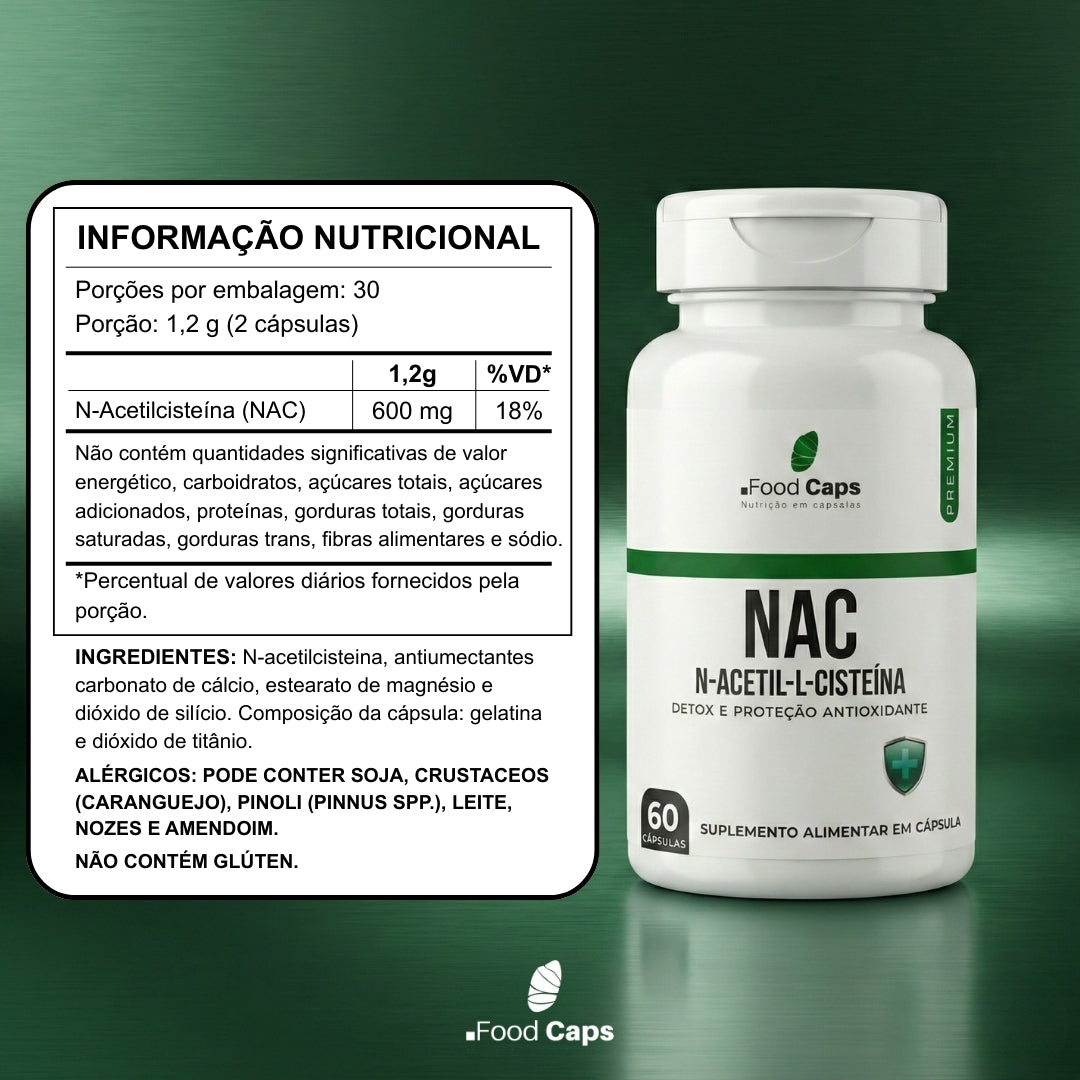 Suplemento de nac premium em cápsulas - Foodcaps premium