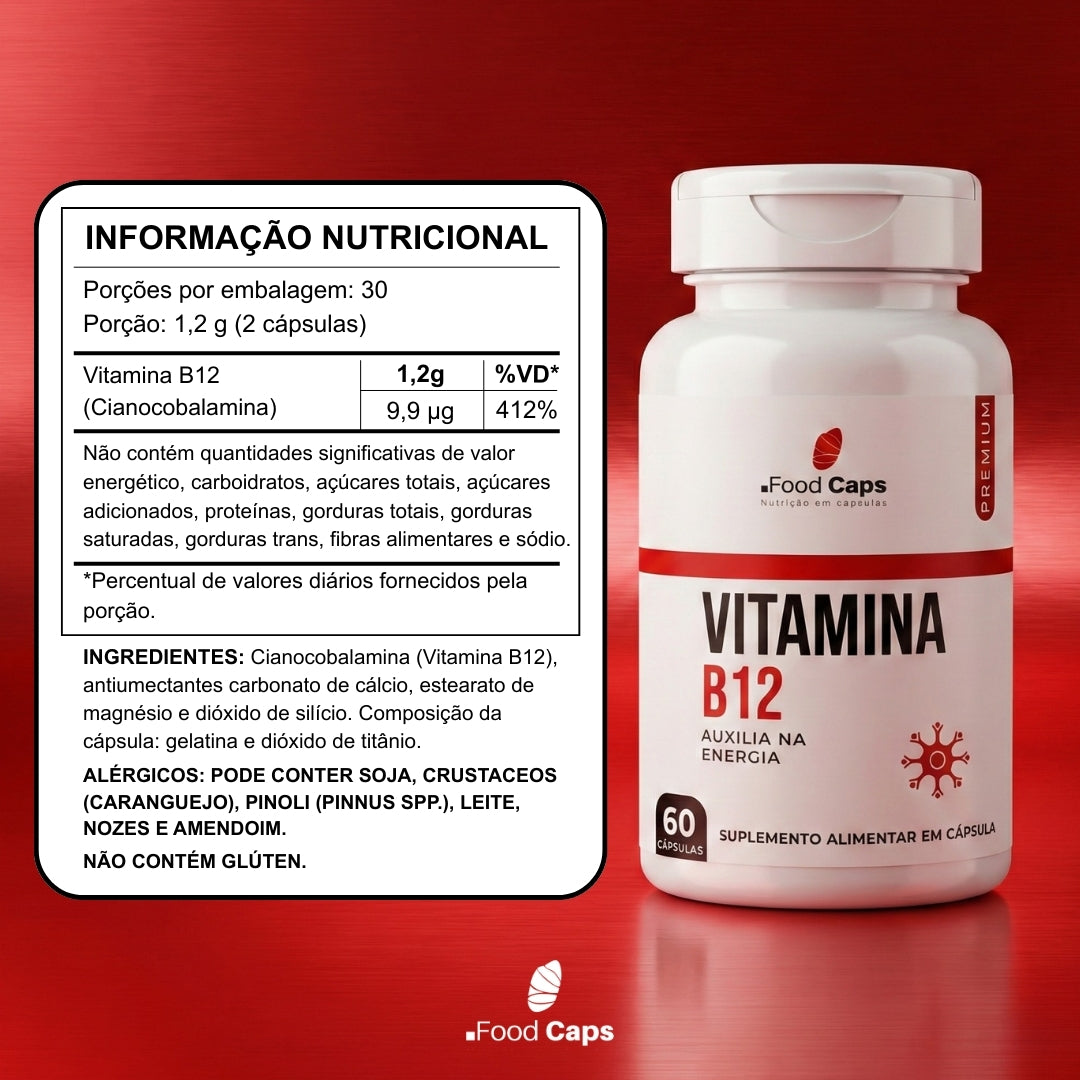 Suplemento de vitamina b12 premium em cápsulas - Foodcaps premium