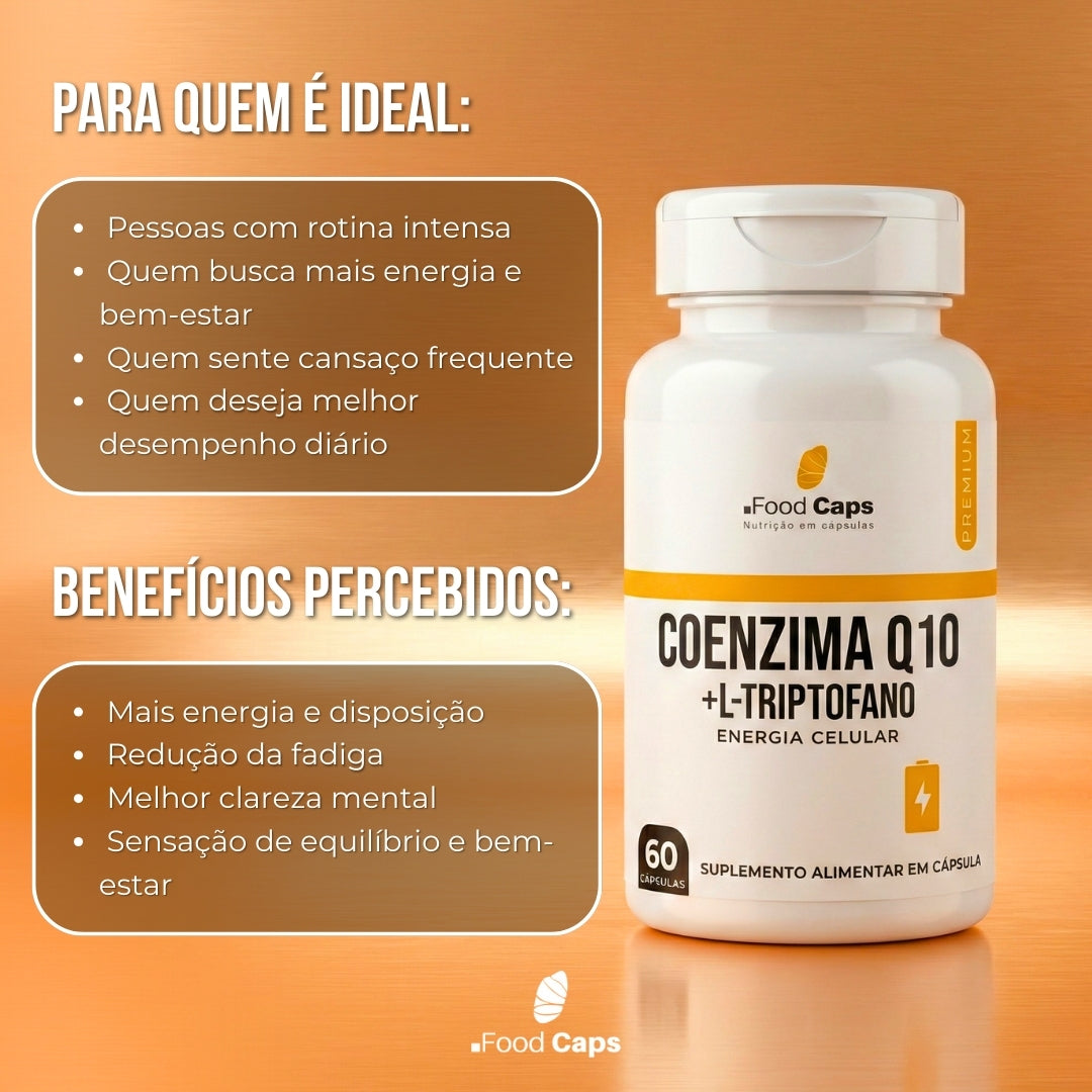 Suplemento de coenzima q10 com l-triptofano premium em cápsulas - Foodcaps premium