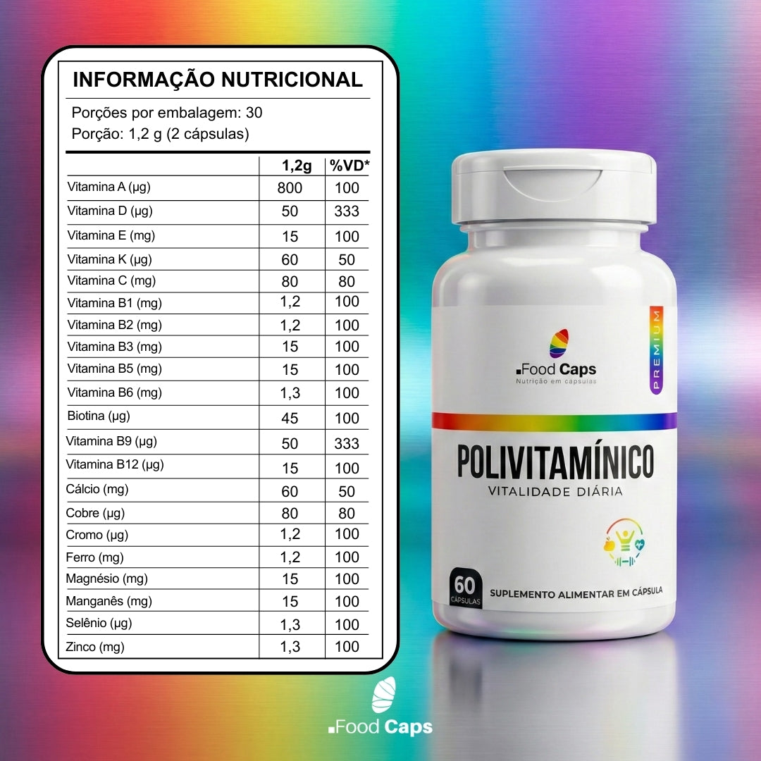 Suplemento polivitamínico premium em cápsulas - Foodcaps premium