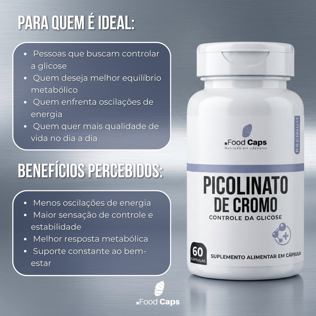 Suplemento de picolinato de cromo premium em cápsulas - Foodcaps premium