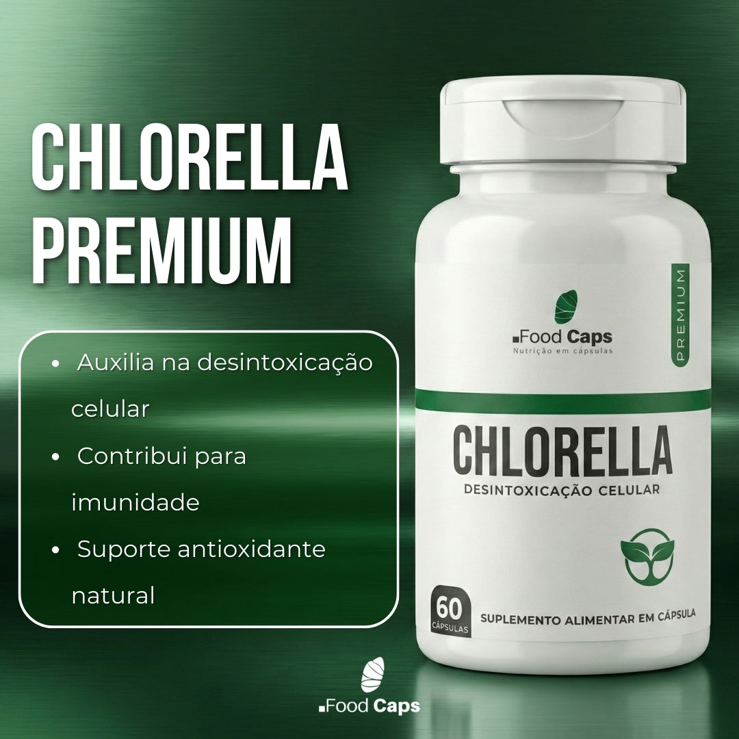 Suplemento de chlorella premium em cápsulas - Foodcaps premium