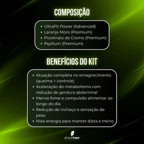 Suplementos para metabolismo e controle alimentar premium em cápsulas - Kit Emagrecimento Inteligente Foodcaps premium