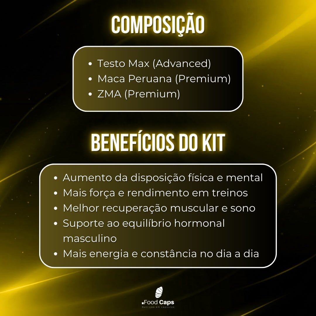 Suplementos para energia e vitalidade masculina premium em cápsulas - Kit Vitalidade Masculina Foodcaps premium
