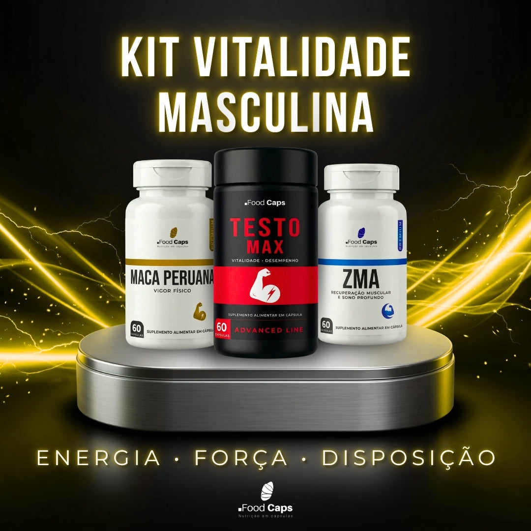 Suplementos para energia e vitalidade masculina premium em cápsulas - Kit Vitalidade Masculina Foodcaps premium