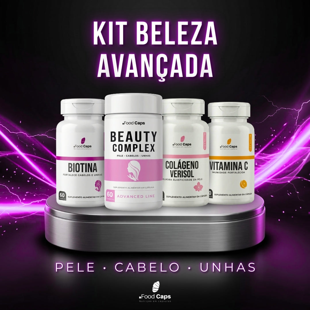 Suplementos para pele, cabelo e unhas premium em cápsulas - Kit Beleza Avançada Foodcaps premium