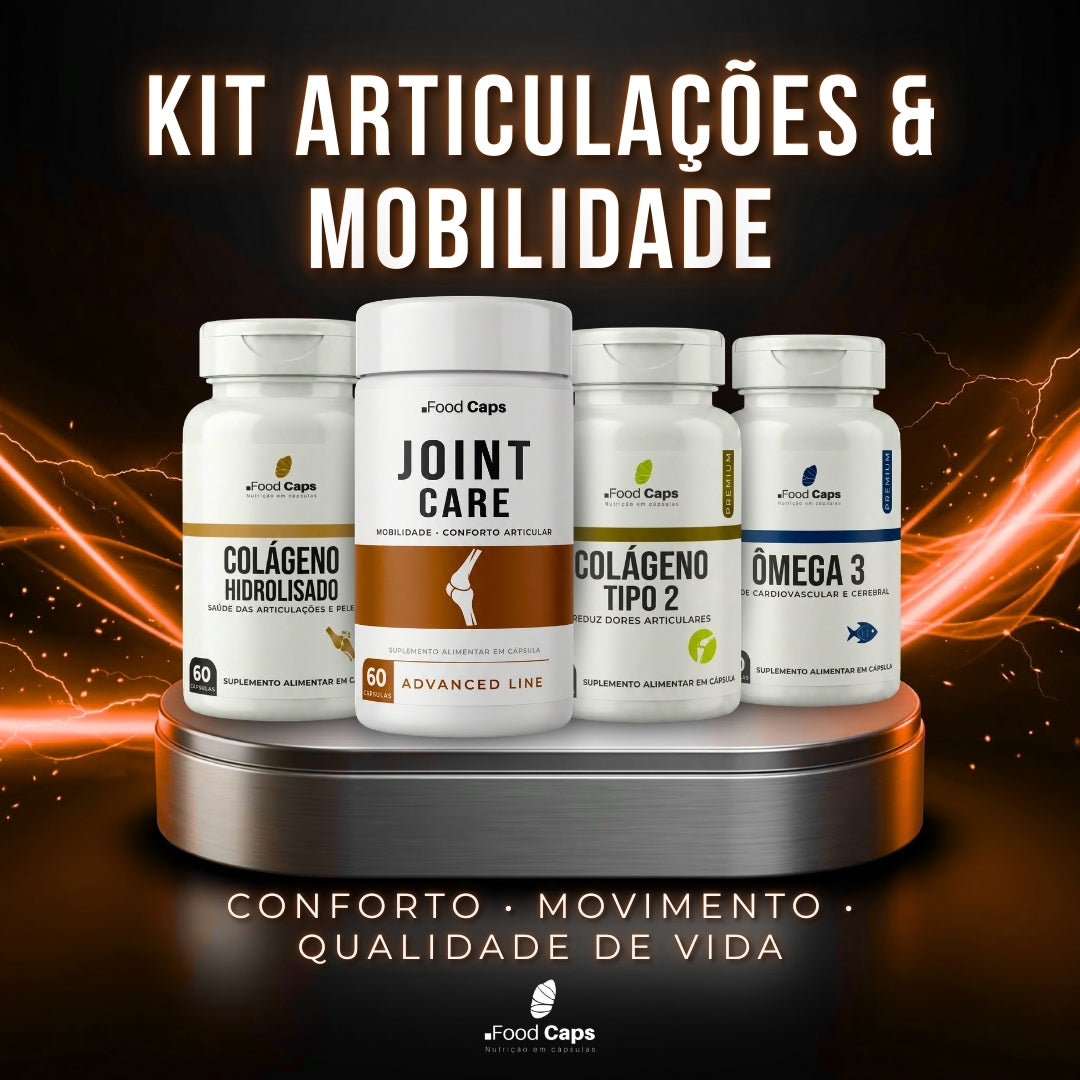 Suplementos para articulações e mobilidade premium em cápsulas - Kit Articulações & Mobilidade Foodcaps premium
