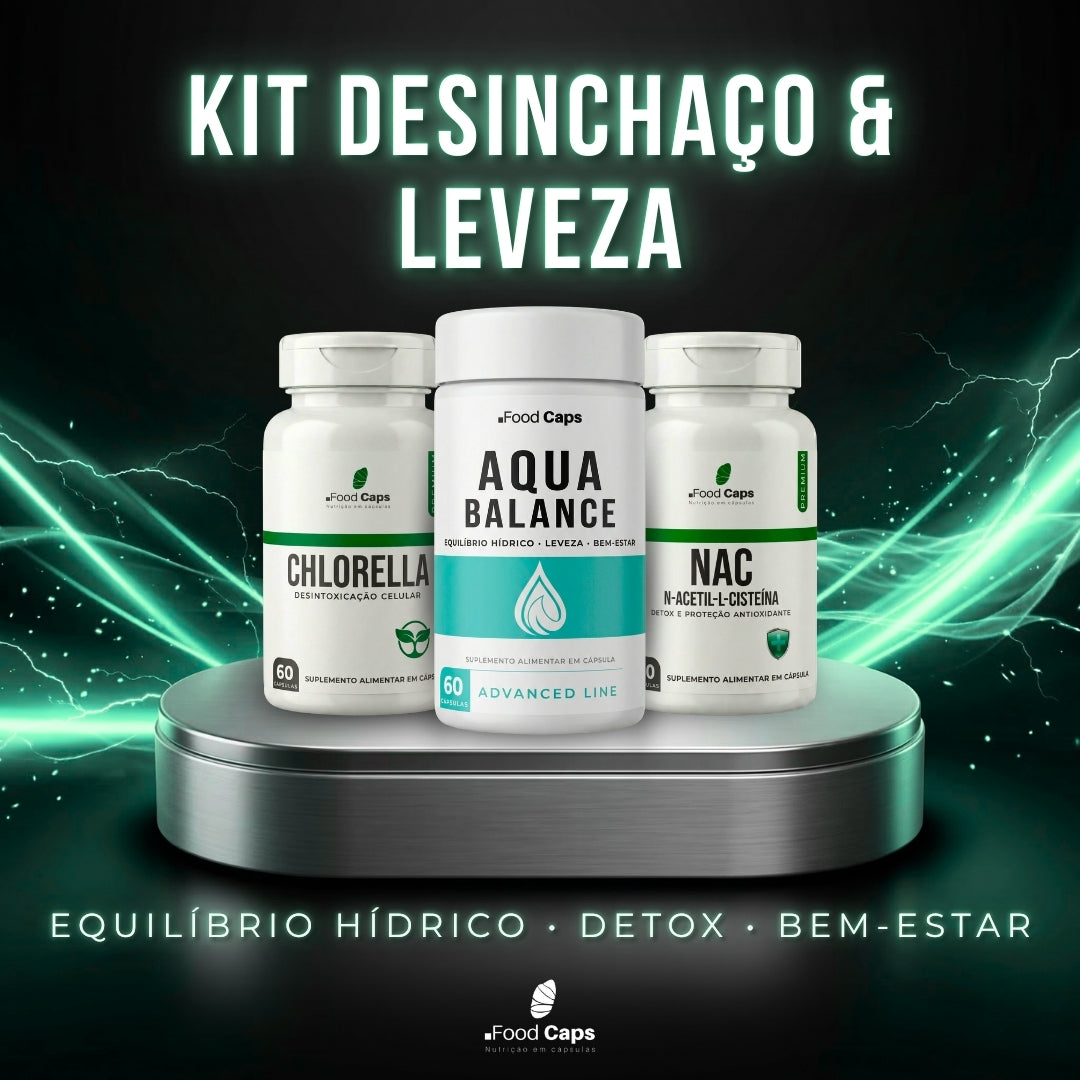 Suplementos detox e equilíbrio hídrico premium em cápsulas - Kit Desinchaço & Leveza Foodcaps premium