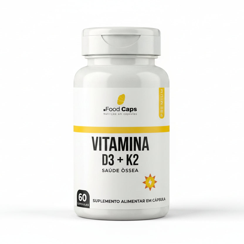 Suplemento de vitamina d3 com k2 premium em cápsulas - Foodcaps premium