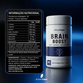 Suplemento para foco e clareza mental em cápsulas - Brain Boost Advanced Foodcaps