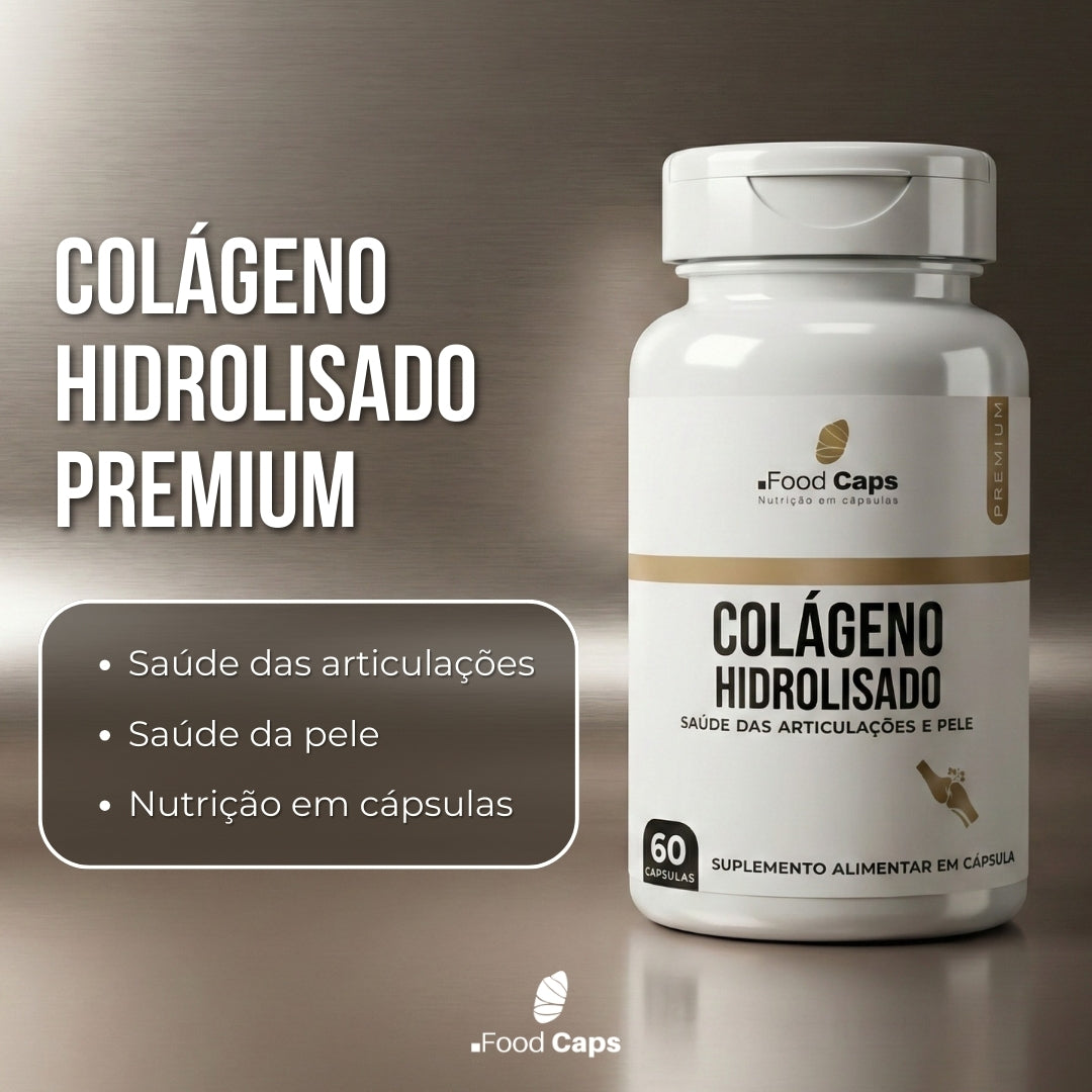 Suplemento de colágeno hidrolisado premium em cápsulas - Foodcaps premium