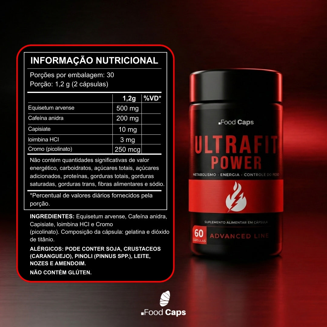 Suplemento termogênico energia imediata em cápsulas - Ultrafit Power Advanced Foodcaps