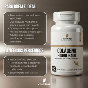 Suplemento de colágeno hidrolisado premium em cápsulas - Foodcaps premium