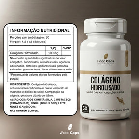 Suplemento de colágeno hidrolisado premium em cápsulas - Foodcaps premium