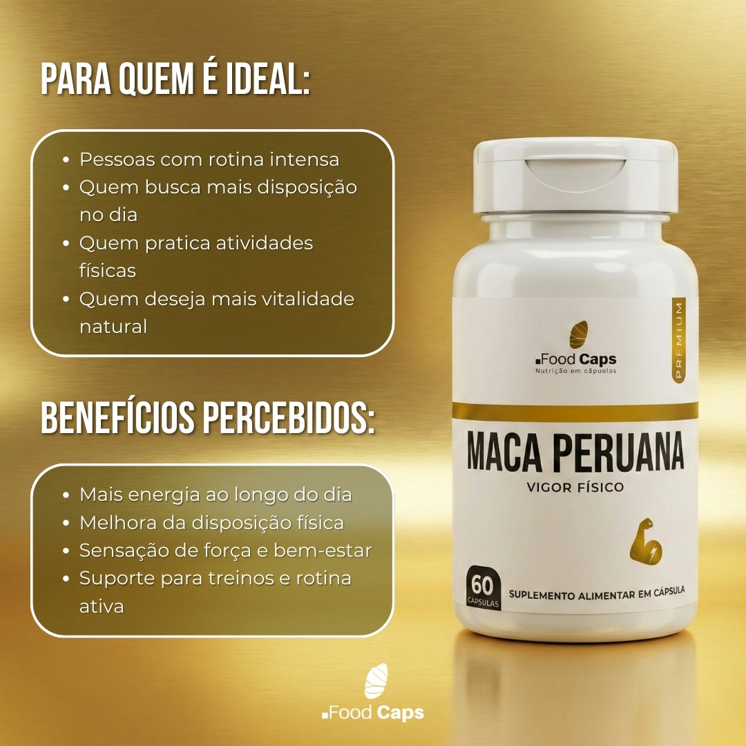Suplemento de maca peruana premium em cápsulas - Foodcaps premium