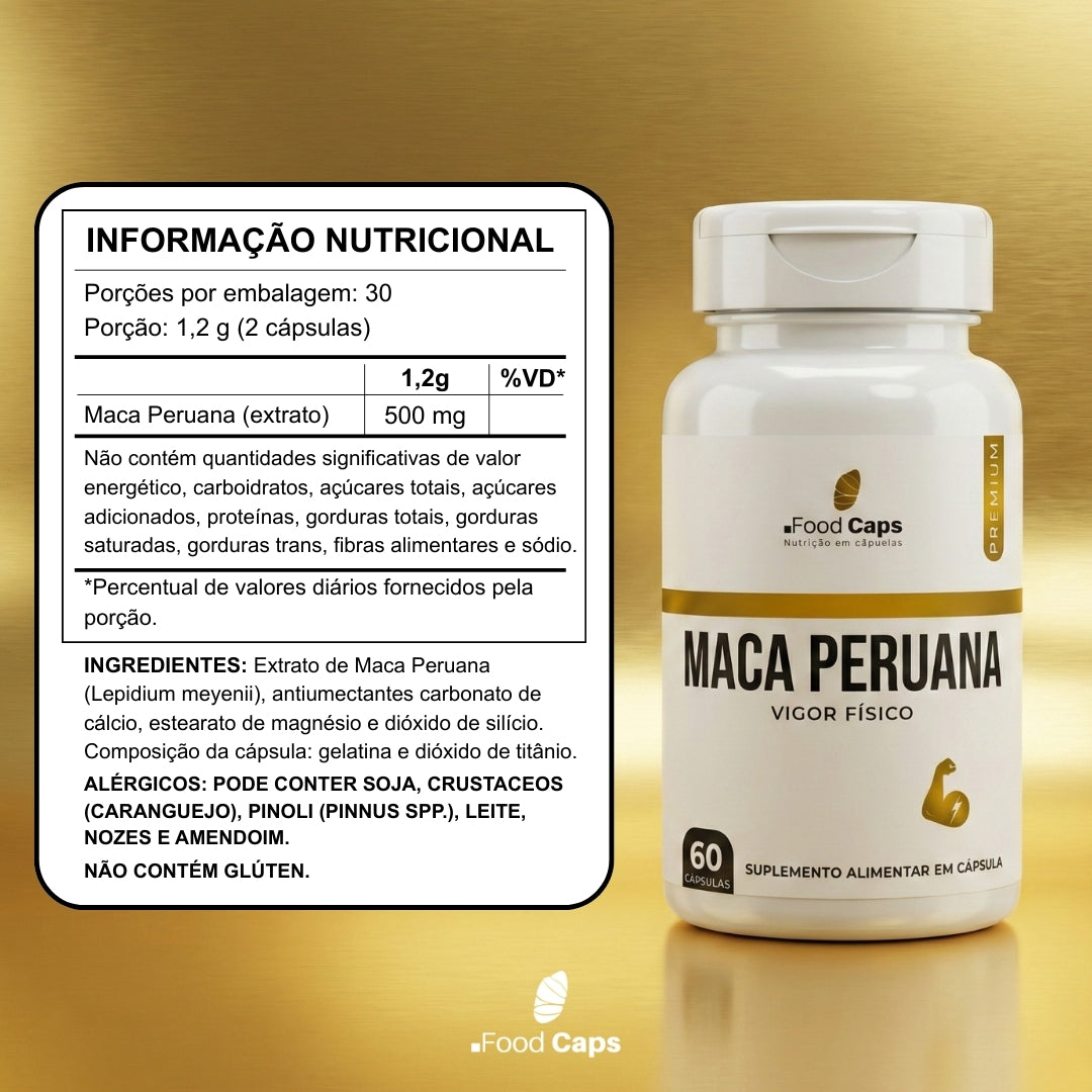 Suplemento de maca peruana premium em cápsulas - Foodcaps premium