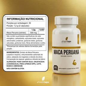 Suplemento de maca peruana premium em cápsulas - Foodcaps premium