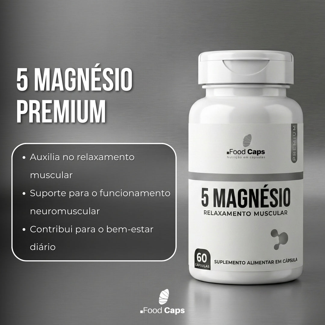 Suplemento de 5 magnésios premium em cápsulas - Foodcaps premium