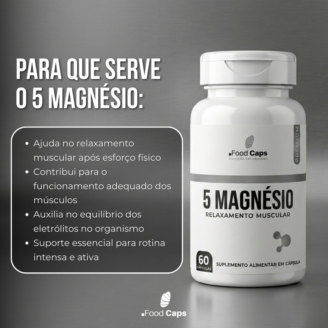 Suplemento de 5 magnésios premium em cápsulas - Foodcaps premium