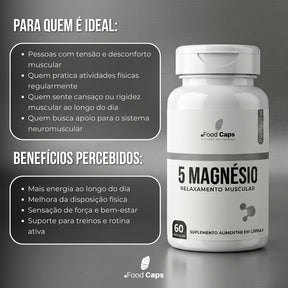 Suplemento de 5 magnésios premium em cápsulas - Foodcaps premium