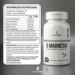 Suplemento de 5 magnésios premium em cápsulas - Foodcaps premium