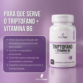 Suplemento de triptofano com vitamina b6 premium em cápsulas - Foodcaps premium