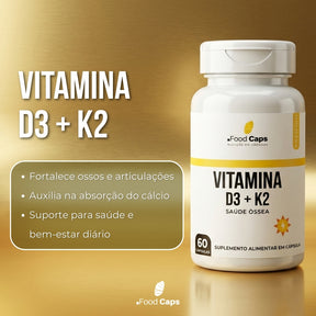 Suplemento de vitamina d3 com k2 premium em cápsulas - Foodcaps premium