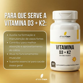 Suplemento de vitamina d3 com k2 premium em cápsulas - Foodcaps premium