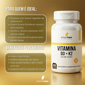 Suplemento de vitamina d3 com k2 premium em cápsulas - Foodcaps premium