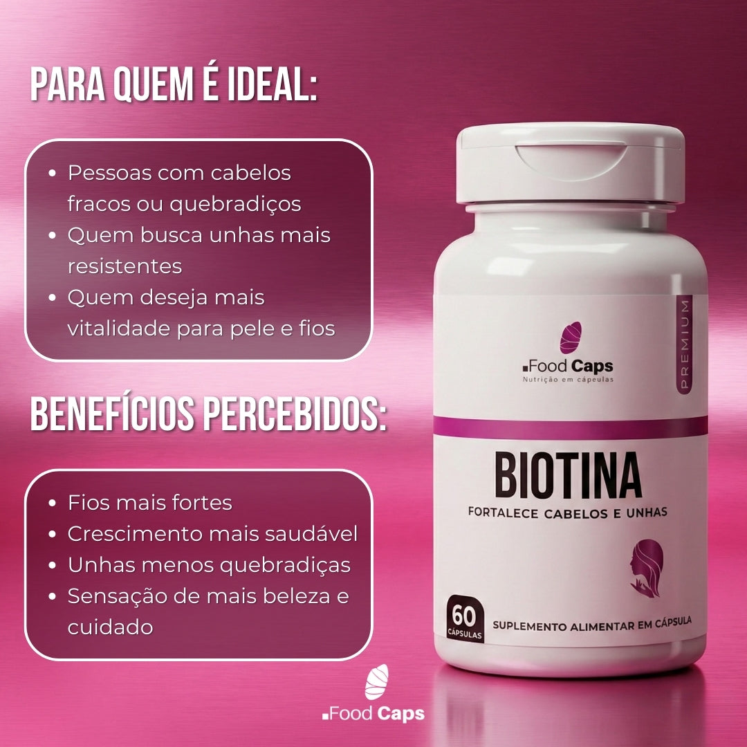 Suplemento de biotina premium em cápsulas - Foodcaps premium