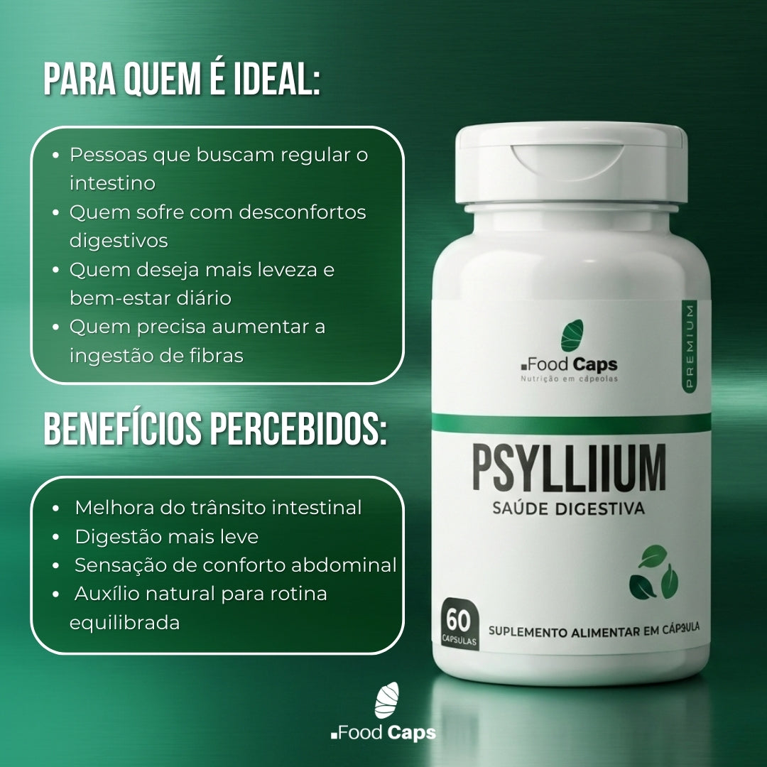 Suplemento de psyllium premium em cápsulas - Foodcaps premium