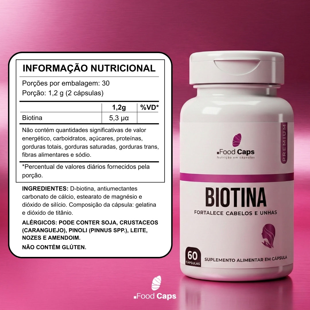 Suplemento de biotina premium em cápsulas - Foodcaps premium