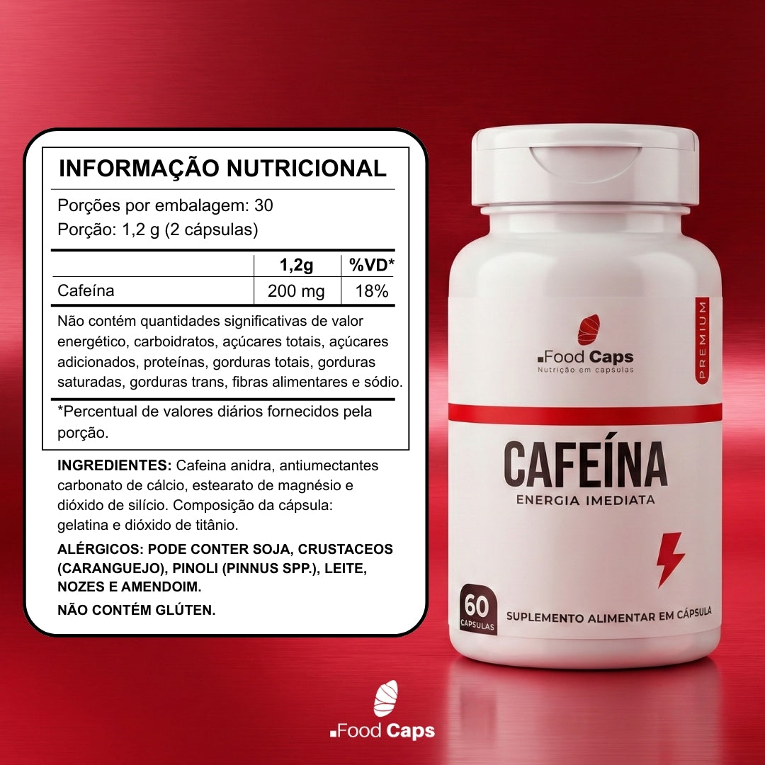Suplemento de cafeína premium em cápsulas - Foodcaps premium