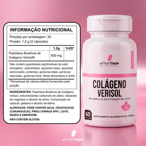 Suplemento de colágeno verisol premium em cápsulas - Foodcaps premium