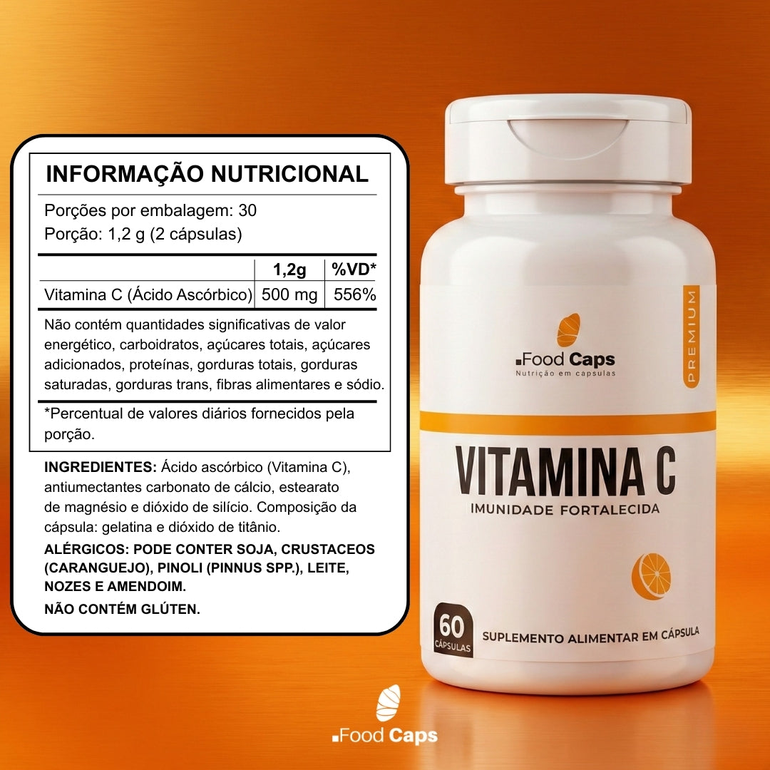 Suplemento de vitamina c premium em cápsulas - Foodcaps premium