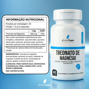 Suplemento de treonato de magnésio premium em cápsulas - Foodcaps premium