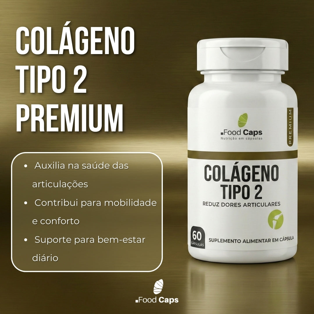 Suplemento de colágeno tipo 2 premium em cápsulas - Foodcaps premium