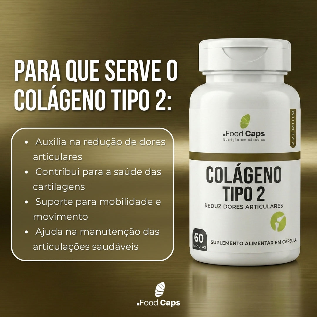 Suplemento de colágeno tipo 2 premium em cápsulas - Foodcaps premium