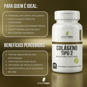 Suplemento de colágeno tipo 2 premium em cápsulas - Foodcaps premium
