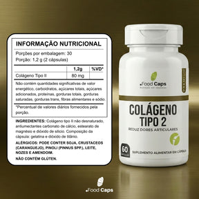 Suplemento de colágeno tipo 2 premium em cápsulas - Foodcaps premium