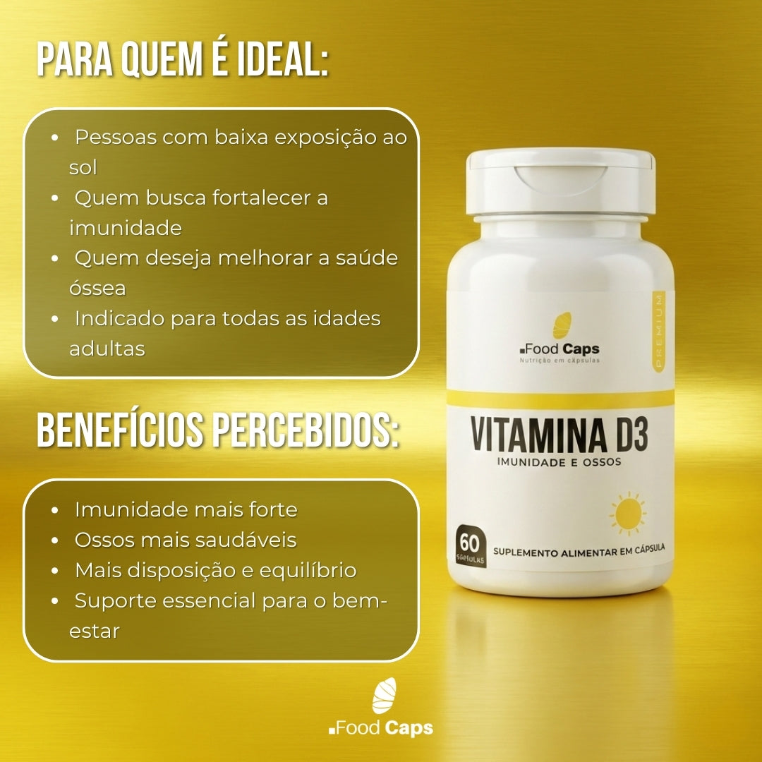 Suplemento de vitamina d3 premium em cápsulas - Foodcaps premium