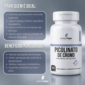 Suplemento de picolinato de cromo premium em cápsulas - Foodcaps premium