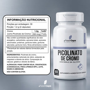 Suplemento de picolinato de cromo premium em cápsulas - Foodcaps premium
