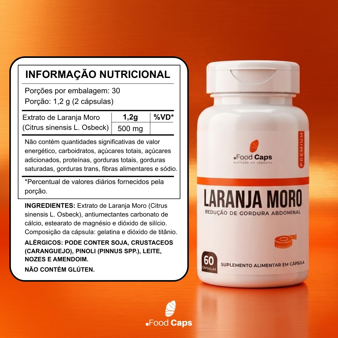 Suplemento de laranja moro premium em cápsulas - Foodcaps premium
