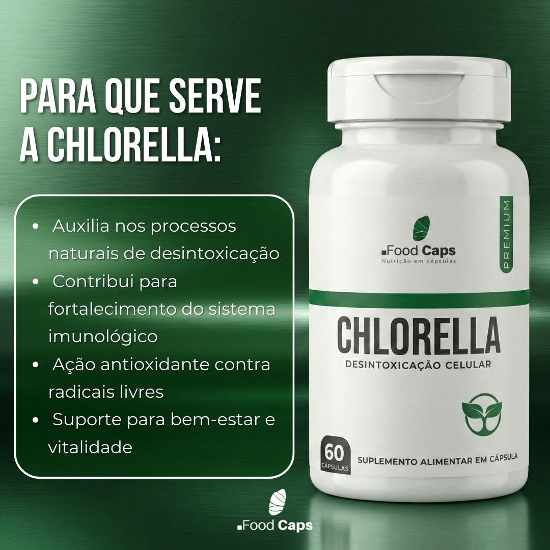 Suplemento de chlorella premium em cápsulas - Foodcaps premium